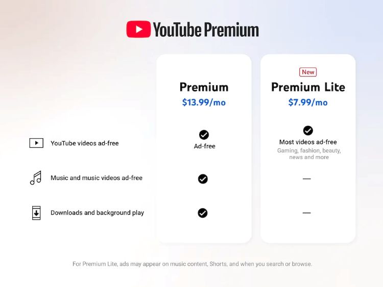 youtube Premium Lite